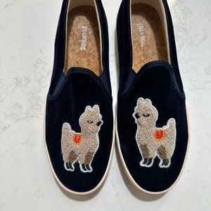 Soludos llama navy velvet shoes